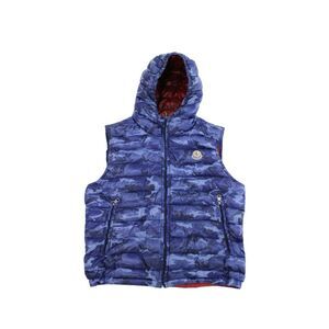 Moncler Boys Camouflage Print Hooded Puffer Vest Jacket Blue Size 10